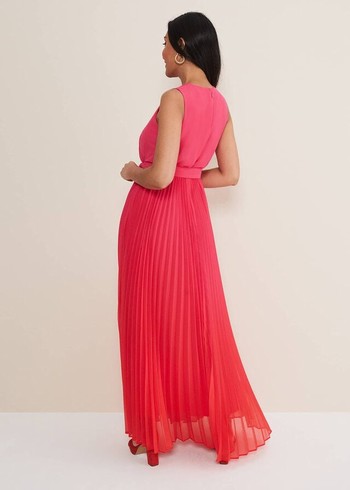 Phase Eight Petite Piper Ombre Dress Red/Pink Australia | DO5027469